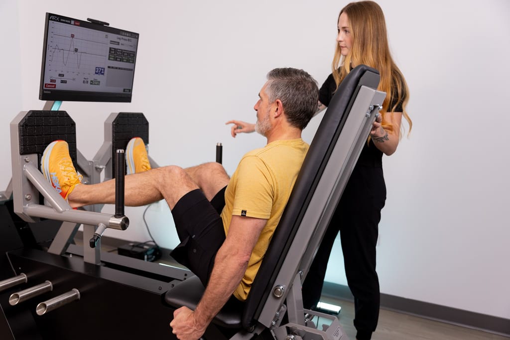 male doing leg press exercise on fastfit machine